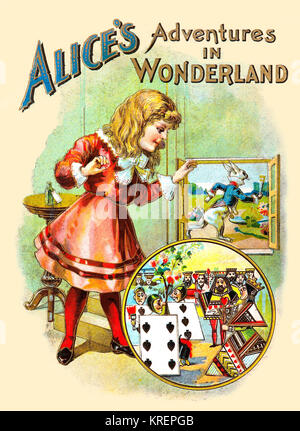 Schöne early Edition von Lewis Carroll's unsterbliche Kinder Klassiker von Tante Virginia Serie. Enthält vierzig zwei Illustrationen von John Tenniel zusätzlich zu einem vollen Farbe frontispiz und schönes Cover Art. Stockfoto
