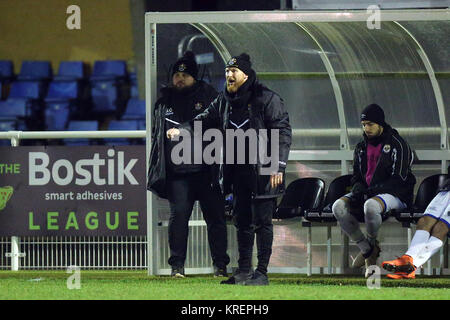 Romford Manager Paul Martin in Cheshunt vs Romford, Bostik League Division 1 Nord Fußball an Theobalds Lane am 19. Dezember 2017 Stockfoto