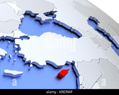 Zypern auf der Weltkarte Stockfoto