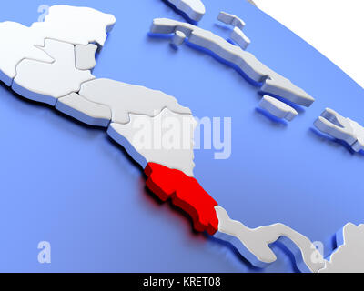 Costa Rica auf Weltkarte Stockfoto