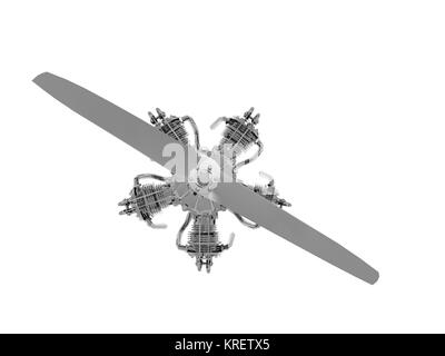 Ausgenommen Flugzeug Motor mit Propeller Stockfoto