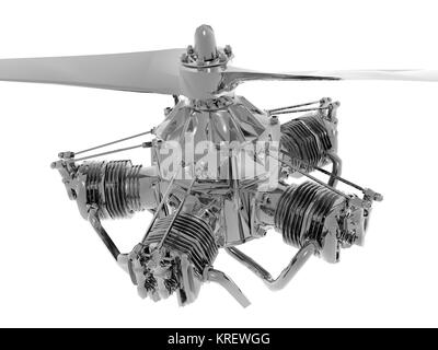 Ausgenommen Flugzeug Motor mit Propeller Stockfoto