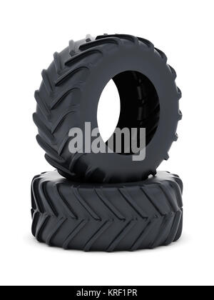 Traktor Reifen auf weißem Hintergrund Stockfoto