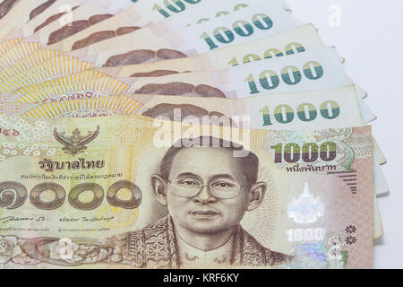 1000 Badewanne thailändischen Banknoten Nahaufnahme Muster Hintergrund. Banknotenumtausch in Thailand. Stockfoto