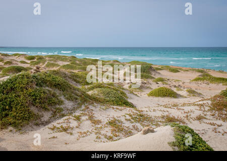 Stein Cairns im Cabo de Santa Maria Shipwreck Beach, Boa Esperanca oder Küste der Guten Hoffnung Strand Boa Vista, Kap Verde Stockfoto