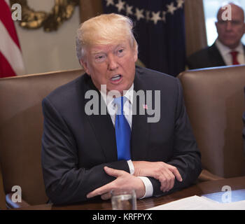 Washington, District of Columbia, USA. 20 Dez, 2017. Präsidenten der Vereinigten Staaten Donald J. Trumpf spricht zu den Medien während einer Kabinettssitzung im Weißen Haus. Quelle: Chris Kleponis/CNP/ZUMA Draht/Alamy leben Nachrichten Stockfoto