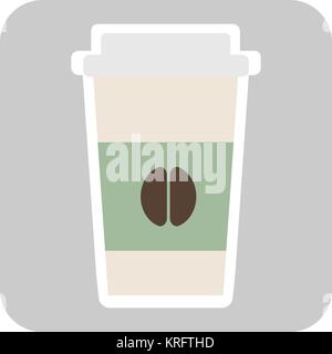 Kaffee Tasse Vector Illustration. Papier offee cup Symbol auf Hintergrund isoliert. Kunststoff Kaffee Tasse mit heißem Kaffee im flachen Stil. Stock Vektor