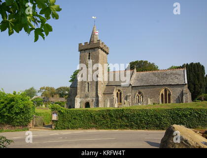 St. Lawrence's Church, Bigbury, Devon, datiert auf das 14. Jahrhundert, wurde aber größtenteils in den 19. wiederaufgebaut. Stockfoto