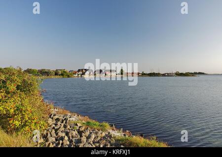 Fehmarn, Blick vom deichweg auf lemkenhafen Stockfoto