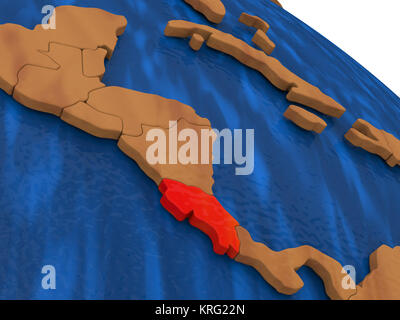 Costa Rica auf Holz Globus Stockfoto