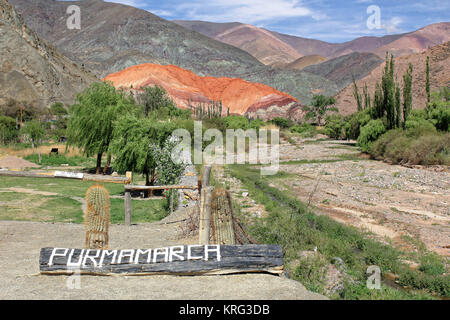 Berg der sieben Farben, Purmamarca, Jujuy, Argentinien. Stockfoto