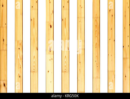 Holzlatten auf weißem Hintergrund Stockfoto
