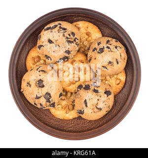 Cookies mit Erdnüssen und Schokolade in einen braunen. Stockfoto