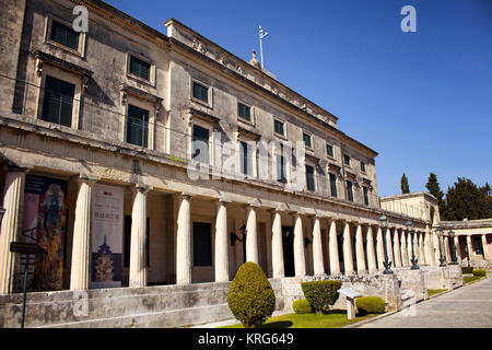 Ansicht des Museums für Asiatische Kunst in Korfu (Kerkyra) Insel. Stattliche Palast - gedreht - Museum mit einer umfangreichen Sammlung von chinesischen, japanischen und indischen Artwork Stockfoto