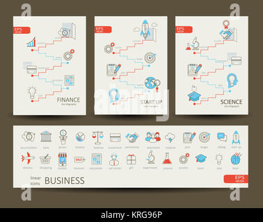 Infografiken für Finanzen, Wissenschaft, Startup, Geschäft. Stockfoto