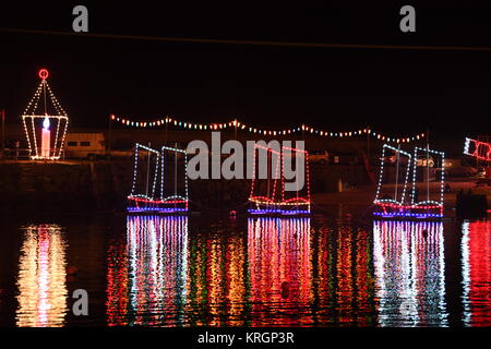 Mousehole Weihnachtsbeleuchtung 18 Decemebr 2017 Stockfoto