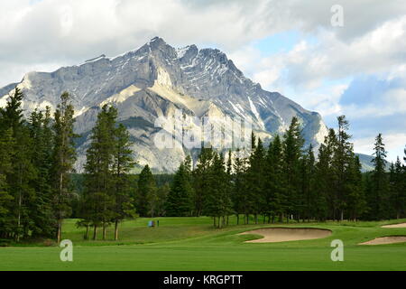 Banff Springs Golf Course in den wunderschönen Rocky Mountains Stockfoto