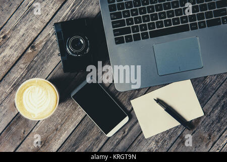 Gemütliche Arbeitsplatz mit Retro Look. Stockfoto