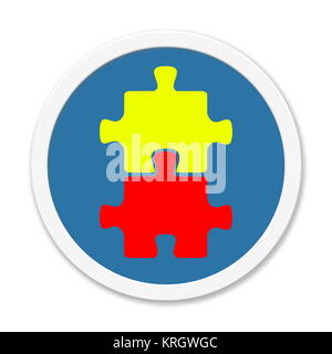 Blauer runder Button: Puzzle Stockfoto