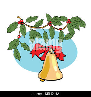 Weihnachten-Glocke auf Beere Zweig Stockfoto