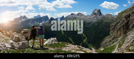 Blick auf die Cinque Torri Stockfoto