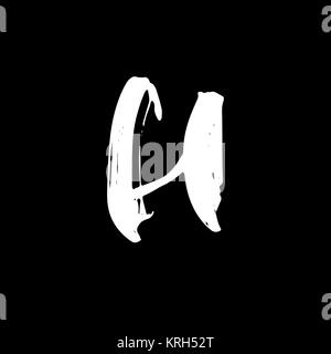 Schreiben Sie H. Handwritten von trockenen Pinsel. Grobe Striche Schriftart. Vektor-Illustration. Grunge-Stil-Alphabet. Stock Vektor