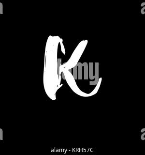 Brief K. Handwritten von trockenen Pinsel. Grobe Striche Schriftart. Vektor-Illustration. Grunge-Stil-Alphabet. Stock Vektor