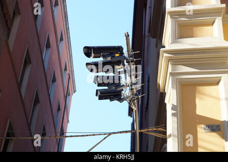 Überwachungskamera auf der Straße Stockfoto