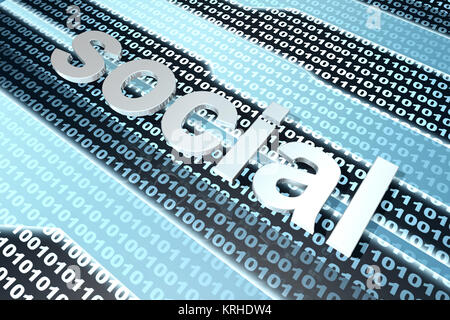 Digitale soziale Netzwerk-Code. 3D gerenderte Darstellung. Stockfoto