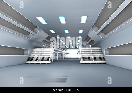 Raumstation Interieur. 3D Architektur Visualisierung. Stockfoto