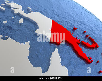 Papua Neuguinea auf Weltkugel Stockfoto