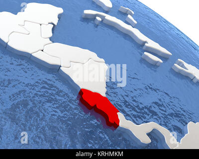 Costa Rica auf Weltkugel Stockfoto