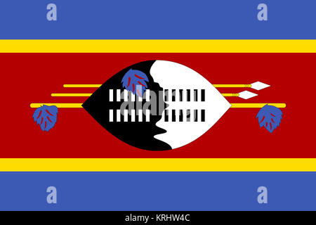 Flagge Swasiland, korrekte Größe und Farben Stockfoto