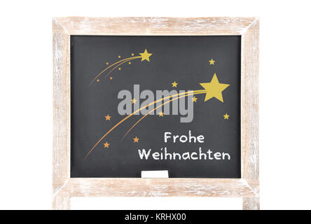 Weihnachtsgrüße mit Comet am Schwarzen Brett Stockfoto