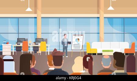 Business Mann, Präsentation oder Bericht, Ausbildung Treffen vor der Mannschaft der Geschäftsleute Stock Vektor