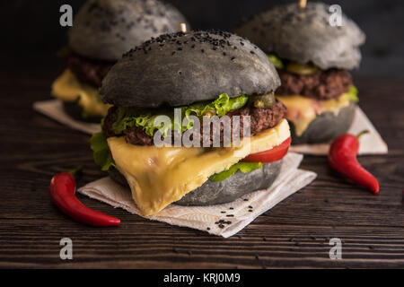 Große schwarze burger Stockfoto