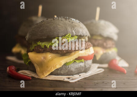 Große schwarze burger Stockfoto