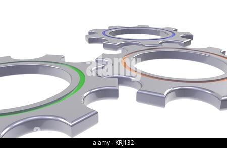 Metall Zahnräder isoliert weißen Hintergrund - 3d illustration Stockfoto