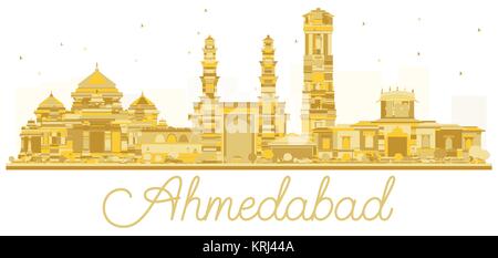 Ahmedabad Indien Skyline der Stadt goldene Silhouette. Vector Illustration. Einfache flache Konzept für Tourismus Präsentation, Banner, Plakat oder Website. Ahmeda Stock Vektor