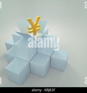 3D-Rendering des chinesischen Yuan Anmelden cube Box Stockfoto