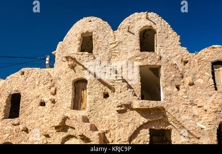 Ksar Hadada in im Südosten Tunesiens. Star Wars: Episode I - Die Dunkle Bedrohung wurde hier gedreht. Stockfoto