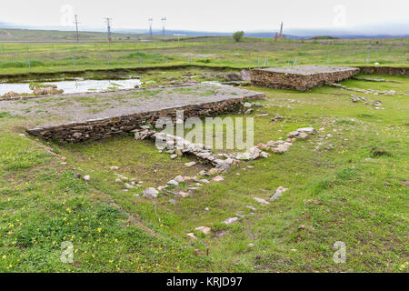 Castra Caecilia archäologischen Ruinen. Alte Lager der römischen Legionen, in der Nähe von Extremadura in Spanien. Porta Quintana Dextra. Stockfoto