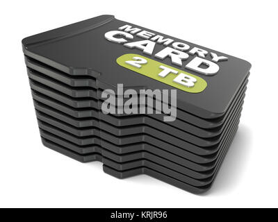 Speicher Micro-SD-Stack. 3D Stockfoto