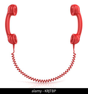 Red Old Fashion phone Handsets angeschlossen Stockfoto