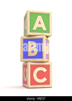 Schreiben Blöcke A, B und C vertikal angeordnet. 3D Stockfoto