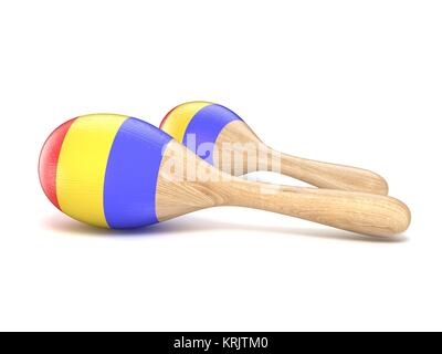 Holz Spielzeug maracas. 3D Stockfoto