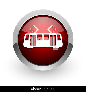 Straßenbahn roter Kreis Web-glänzend-Symbol Stockfoto