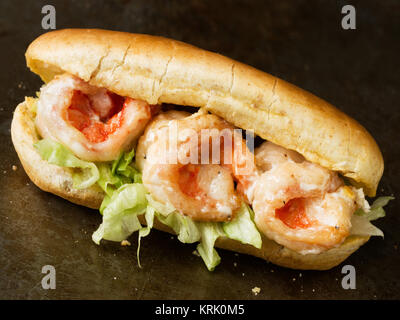 Rustikale american Shrimps po boy Sandwich Stockfoto