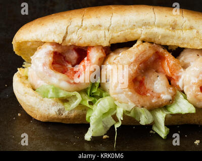 Rustikale american Shrimps po boy Sandwich Stockfoto