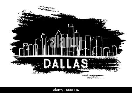 Dallas Texas USA Skyline der Stadt Silhouette. Hand gezeichnete Skizze. Business Travel und Tourismus Konzept mit moderner Architektur. Vector Illustration. Stock Vektor